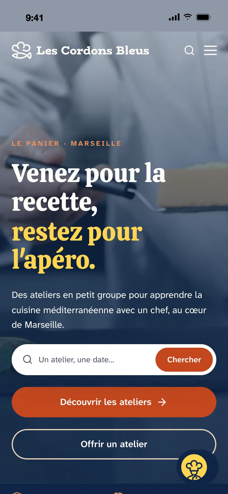 The home page on mobile