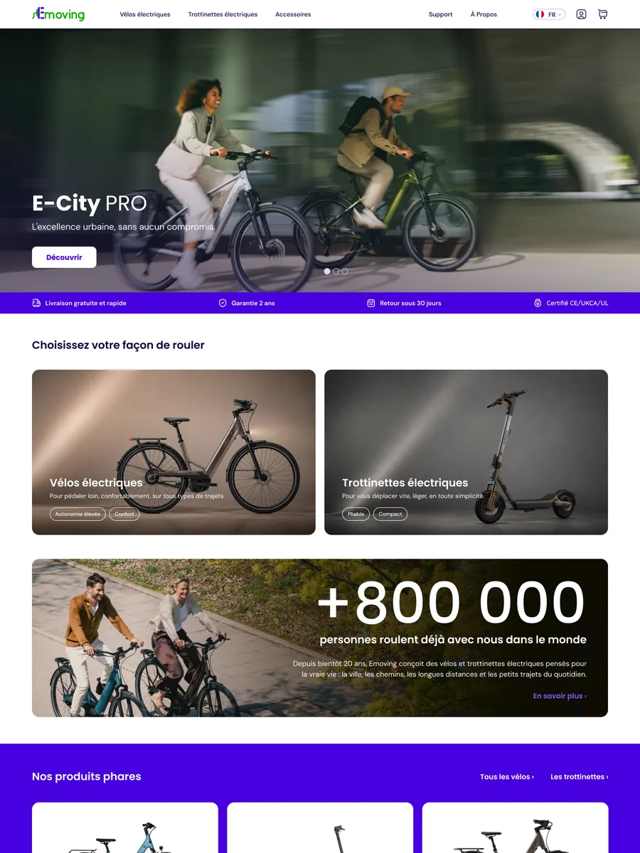 High-fidelity mockup of the home page, with the old green and purple logo