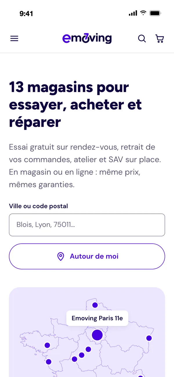 The Stores page on mobile